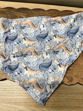 Griffy & Drake Dino Daydreams Tie-On Dog Bandana Dog Bandana Blue & Pink